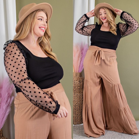 Tops - *PREORDER* Bonjour Polka Dot Square Neck Plus Size Top